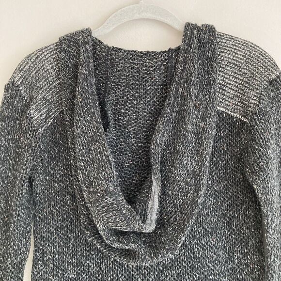 Burning Torch Anthropologie Gray Open Knit Hooded Sweater Size XS Boho Hippie - Picture 9 of 11